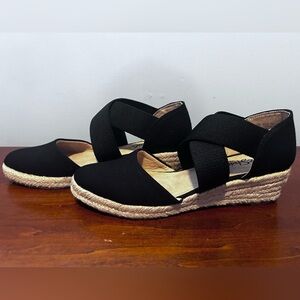 Lifestride velocity keaton wedge black espadrille 8.5
